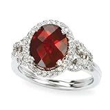 14k White Gold, Diamond & Garnet Ring (3.37ctw)- Sizes 5-9