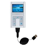 Retractable USB Cable for the Creative Zen Sleek Photo with Power Hot Sync and Charge capabilities - Gomadic Brand w/ TipExchange Technology