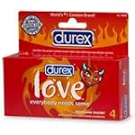 Durex Love Premium Lubricated Latex Condoms, 30090 - 4 / Pack