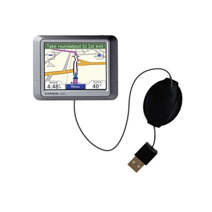 Retractable USB Cable for the Garmin Nuvi 260 with Power Hot Sync and Charge capabilities - Gomadic Brand w/ TipExchange Technology