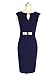 Babyonline Women's Key-hole Sleeveless Gold Belt Business Bodycon Midi Dress
