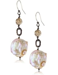 Deanna Hamro Atelier "Canne" Fresh Water Peach Pearl Drop Earrings