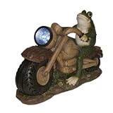 Solar LED Light Garden Frog on Motorcycle