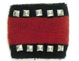 Black Red Terry Cloth Wristband Metal Studs Gothic Punk Rock