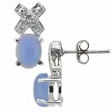 Sterling Silver Genuine Diamond Accent Chalcedony X and O Earrings