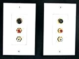 (02) - White S-Video Wall Plates With Left and Right Audio Jacks