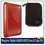 Western Digital WDBAAA6400ARD-NESN My Passport Essential 640 GB Ultra-Portable USB Drive (Red), with Neoprene Carrying Case for My Passport Portable Drives