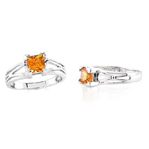 Buy Princess Cut Citrine Ring Sterling Silver by Peora