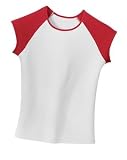 NEW District Threads - Ladies Cap Sleeve Raglan Tee White/Red-XXL