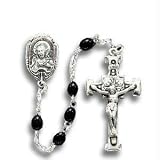 Sterling Silver Rosary W/ Black Beads