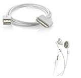 USB 2in1 Sync Charging DATA Cable + Stereo Earphones Music headset Combo for Apple iPod Nano Chromatic 4G 4th Generation