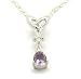 Sterling Silver Celtic Knot and Genuine Purple Amethyst Pear Drop Pendant with 16