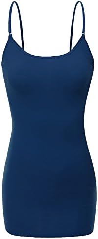 BozzoloWomen's Ladies Adjustable Spaghetti Strap Basic Long Cami Tunic Tank Top