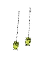 14K White Gold Peridot and Diamond Earrings -- LIFETIME WARRANTY