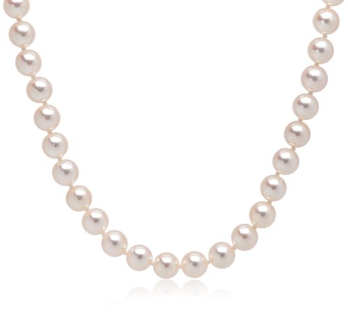 18k White Gold 7.5-8mm Akoya Cultured Pearl Necklace, 18″