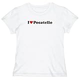 T-SHIRT WOMAN WHITE " I LOVE POCATELLO " IDAHO Large