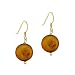 Iridescent Vermeil (24k Gold over Sterling Silver) Genuine Freshwater Cultured Round Brown Coin Pearl Bead Dangle Hook Earrings