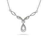 Braided Celtic Style Sterling Silver CZ Necklace