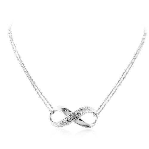 Diamond Accented Infinity Necklace in Sterling