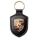 Porsche Black Leather Keyring by Porsche