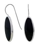 Sterling Silver Oval Onyx Earrings