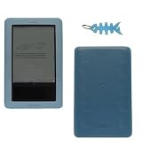Blue Silicone Skin Case Cover with Light Blue Fishbone Style Keychain for the Nook, Barnes and Nobles Electronic eBook Reader