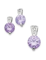 Sterling Silver Lavendar CZ Earrings and Pendant Set