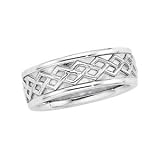 14K White Gold Celtic Inspired Wedding Band For Men and Women - Sizes 5 - 12.5