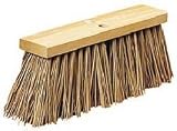 18 Street Broom, Natural Palmyra Stalk in Hardwood Block with 2 tapered handle holes, 6-1/4 trim