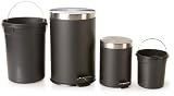 Metro 2 Piece Step Trash Can Set, Black