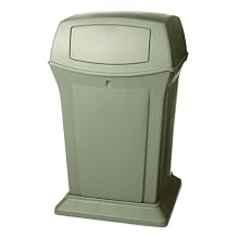 Rubbermaid Commercial Structural Foam 45-Gallon Ranger Fire-Safe Trash Can, Square, Beige