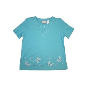 Buy Alfred Dunner Feelin Groovy Button Neck Butterfly T Shirt