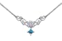 0.50 carats total weight Princess Cut Swiss Blue Topaz & White CZ Gemstone Necklace in Sterling Silver