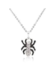 Alexander James White Gold Rhodium and Black Rhodium Black and White CZ Spider Pendant with 18 Inch Chain Included in Tutone
