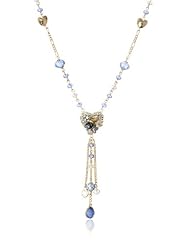 Betsey Johnson "Hanging Hearts Boost" Crystal Cluster Heart Locket Long Pendant Necklace, 26"