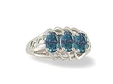 14K White Gold Oval Created Alexandrite 3-Stone Ring