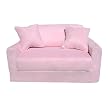 Straight-Back Microsuede Sofa Sleeper and 2 Pillows- Pink