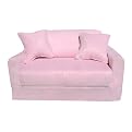 Straight-Back Microsuede Sofa Sleeper and 2 Pillows- Pink