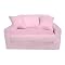 Straight-Back Microsuede Sofa Sleeper and 2 Pillows- Pink