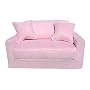 Straight-Back Microsuede Sofa Sleeper and 2 Pillows- Pink