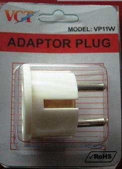 VCT - PLUG ADAPTER - CONVERTS GROUNDED USA PLUGS TO EUROPE PLUG-GERMAN SHUCKO PLUG (VP 11W)
