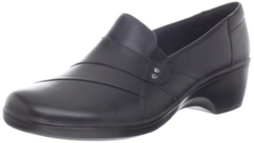 Clarks Women's May Marigold Slip-On Loafer, Black Leather, 9.5 M US