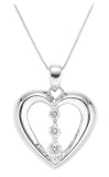 14k White Gold Diamond 3-Stone Heart Pendant (1/5ctw, H-I, I1)