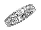 2.60 cts Baguette and Round Diamonds Eternity Band With Millgrain - Platinum, 18kt White or Yellow Gold