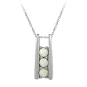 Sterling Silver Created-Opal Three-Stone Ladder Pendant w/ Rolo Chain, 18"