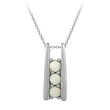 Sterling Silver Created-Opal Three-Stone Ladder Pendant w/ Rolo Chain, 18