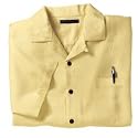 NEW Port Authority Signature - Palm Tree Jacquard Camp Shirt Dusty Yellow-4XL