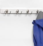 Spectrum 80078 Stratford Wood Rack with 4 Double Satin Nickel Hooks, White