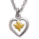 Sterling Silver Heart with 14K Gold Filled Dove and 16-inch Chain - Small