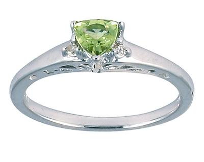 Antique Trillion Peridot and Diamond Ring